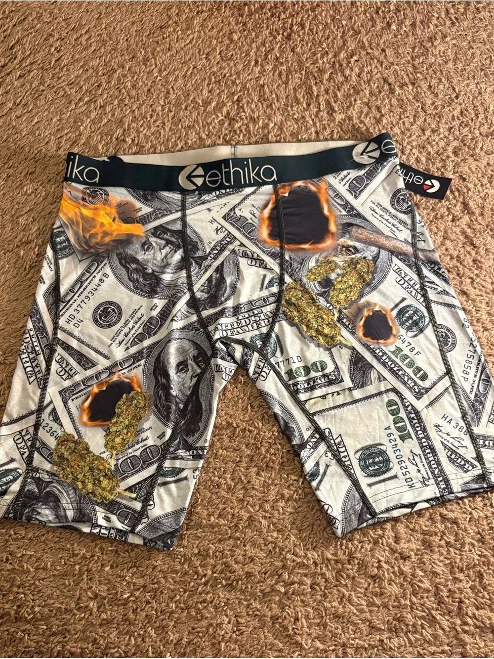 ethika Money Flame Print Boxer Briefs - White/Black/Green/Orange